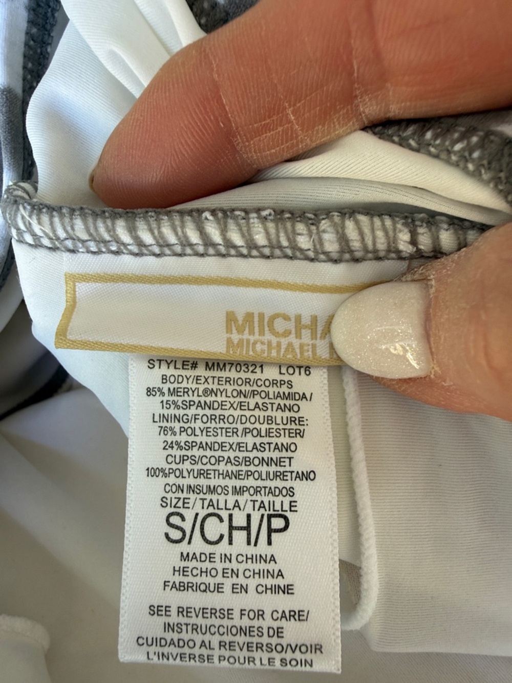 Michael Michael Kors Gray/White Tie-Dye Tankini Top Size Small - Picture 2 of 8